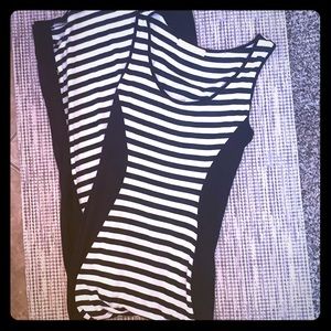 Black and white striped maxi dress
